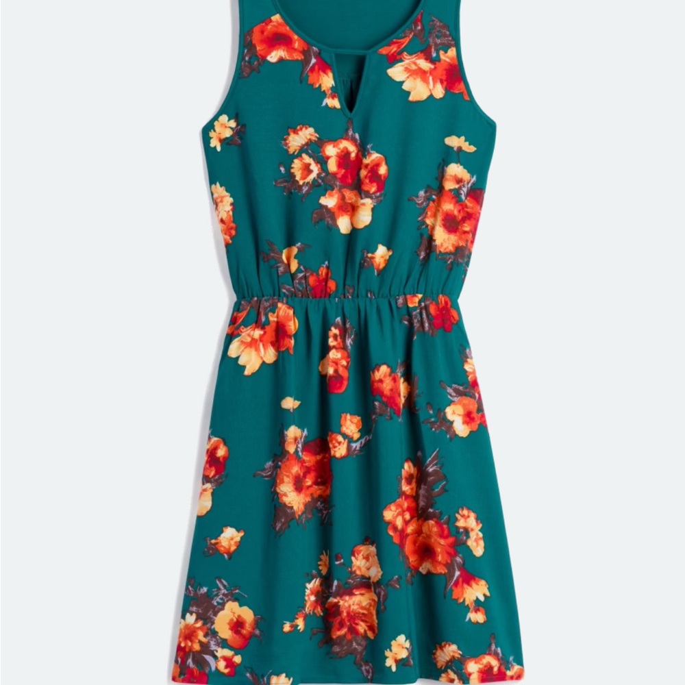 Market & Spruce Floral womens Dress - Teal and Red